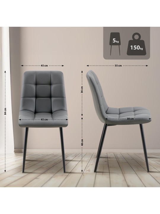 Jedálenská stolička Antibes z umelej kože, tmavosivá