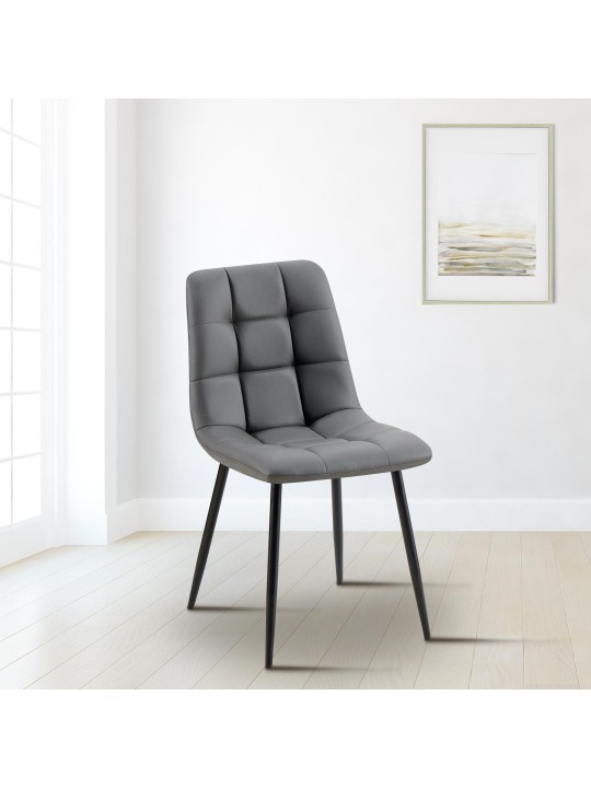 Jedálenská stolička Antibes z umelej kože, tmavosivá