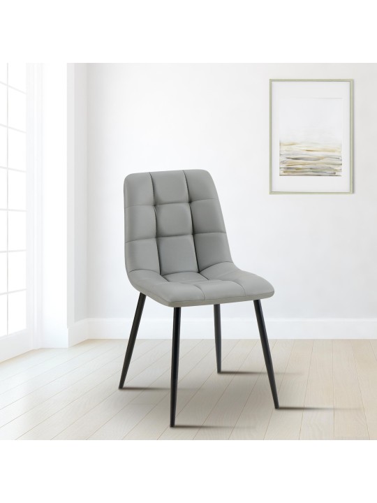 Jedálenská stolička Antibes z umelej kože, svetlosivá