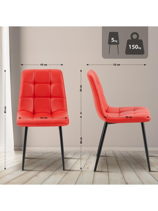 Jedálenská stolička Antibes z umelej kože, červená