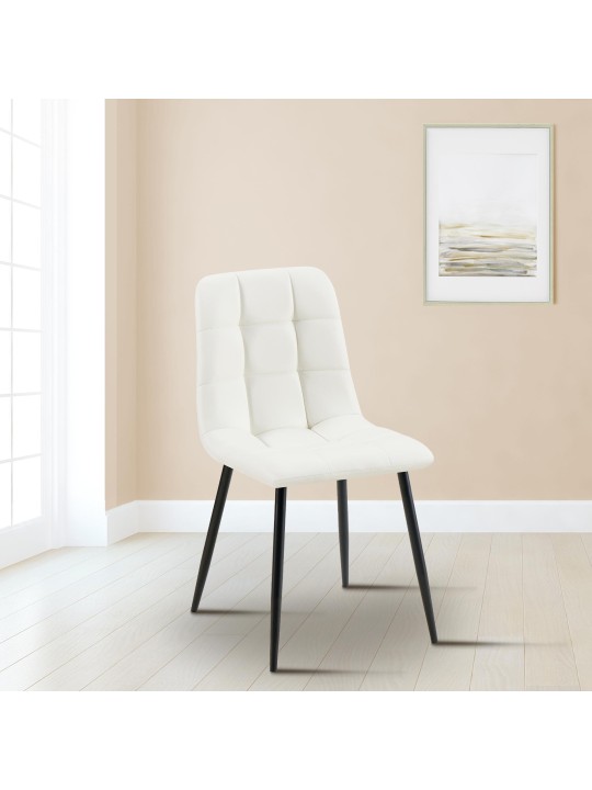 Jedálenská stolička Antibes z umelej kože, biela