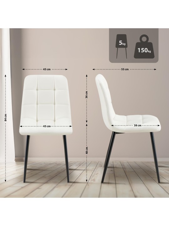 Jedálenská stolička Antibes z umelej kože, biela