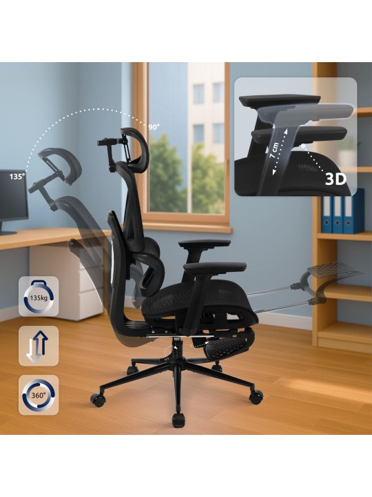 Kancelárska stolička Beresford, čierna