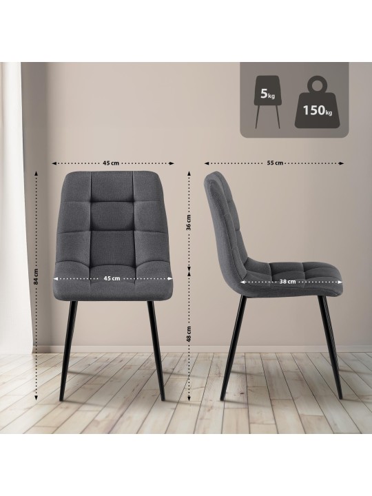 Jedálenská stolička Antibes látka, tmavosivá