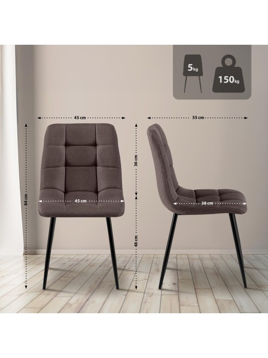 Sada 4 jedálenských stoličiek látka Antibes, hnedá