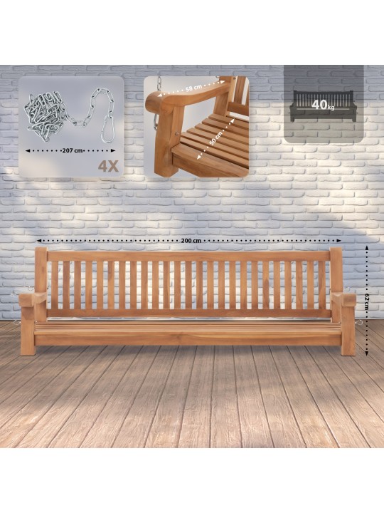 Hojdacia lavica Joyce 200 cm, teak