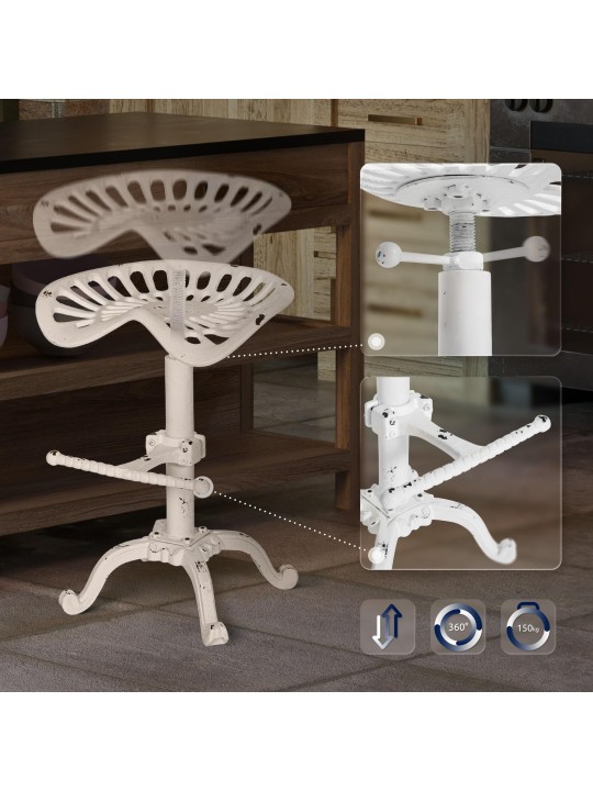 Barová stolička Butch, antická biela