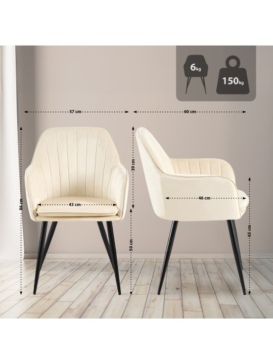 Jedálenská stolička Cheryl velvet, krémová