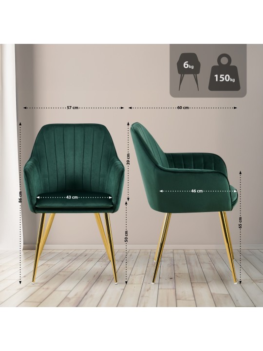 Jedálenská stolička Cheryl velvet gold, zelená Jedálenská stolička Cheryl velvet gold, zelená