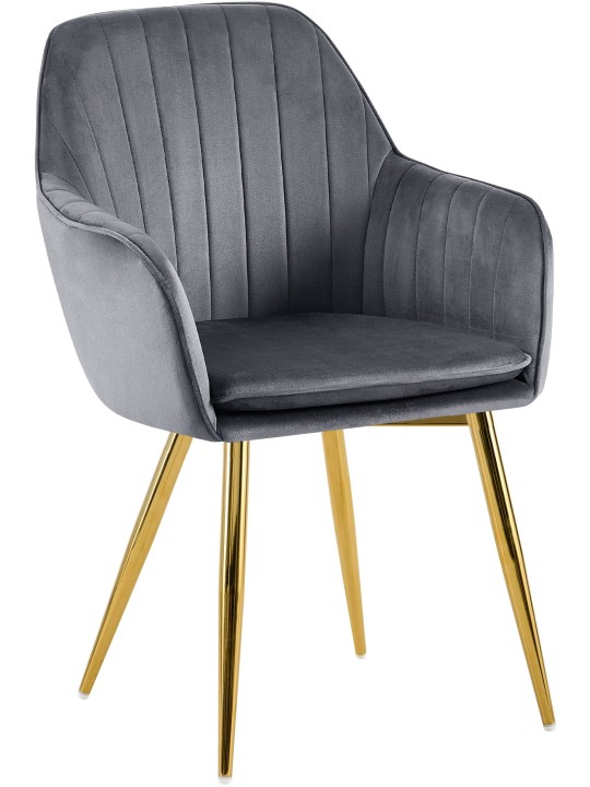 Jedálenská stolička Cheryl velvet gold, tmavosivá