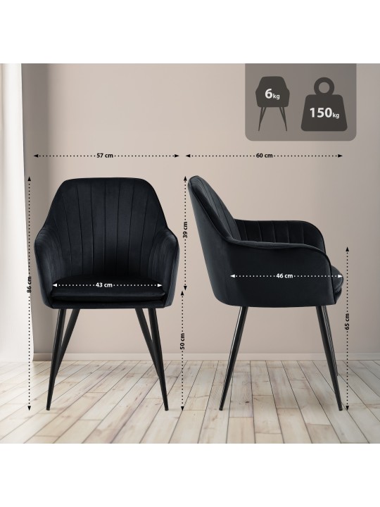 Jedálenská stolička Cheryl velvet, čierna
