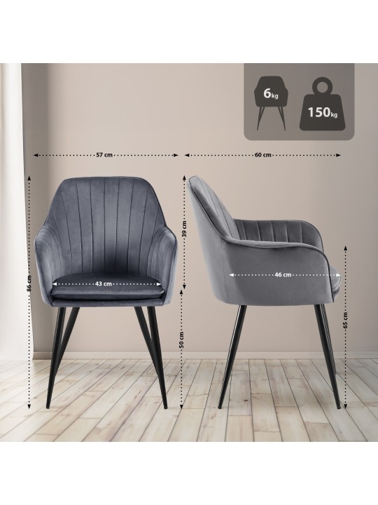 Jedálenská stolička Cheryl velvet, tmavosivá
