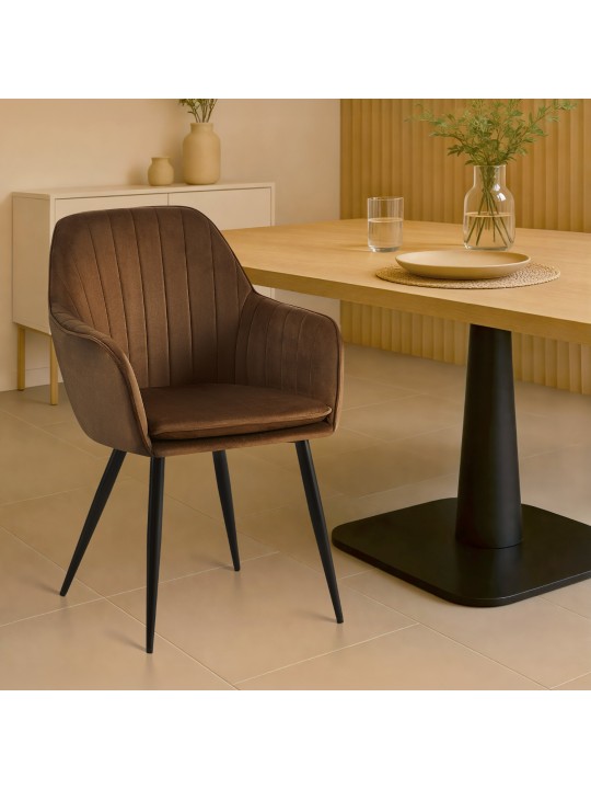 Jedálenská stolička Cheryl velvet, hnedá