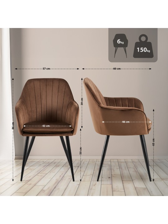 Jedálenská stolička Cheryl velvet, hnedá
