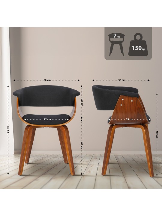 Stolička Bruce látka orech, čierna