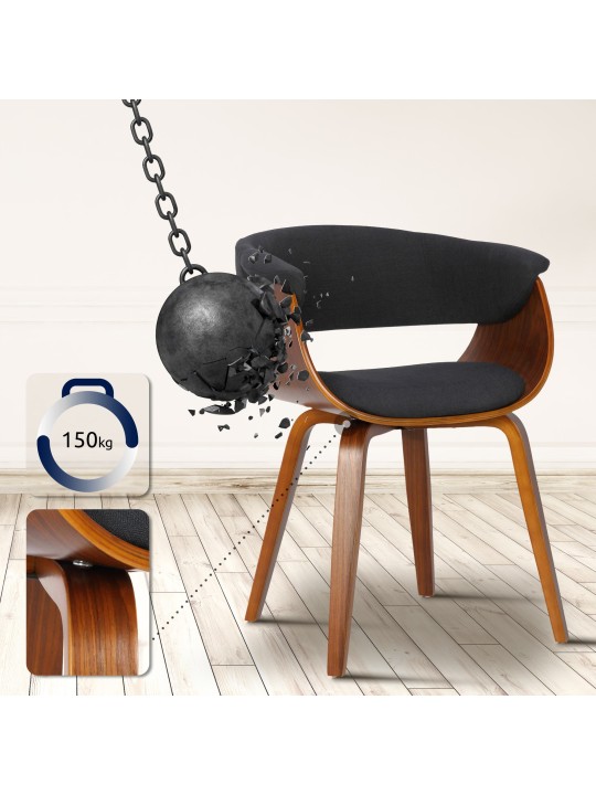 Stolička Bruce látka orech, čierna