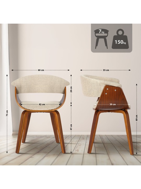 Stolička Bruce látka orech, krémová