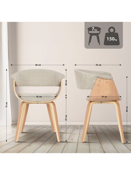 Stolička Bruce látka natural, krémová