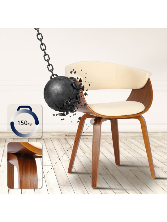 Stolička Bruce imitácia kože orech, krémová