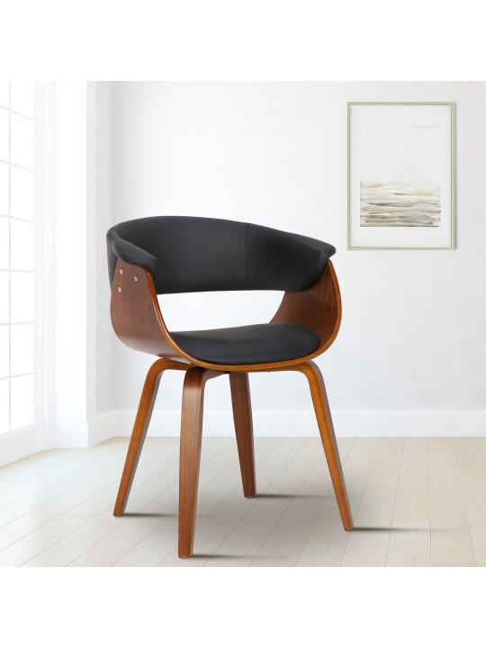 Stolička Bruce imitácia kože orech, čierna