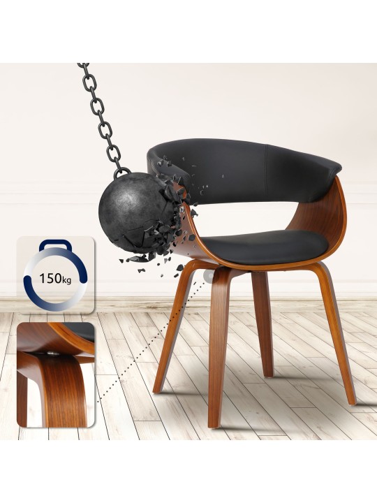 Stolička Bruce imitácia kože orech, čierna