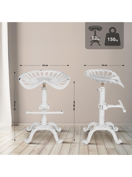 Sada 2 barových stoličiek Butch, antická biela