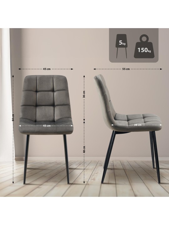 Sada 4 jedálenských stoličiek Antibes, antracitová