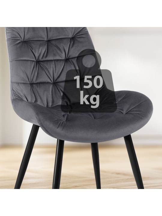 Zamatová jedálenská stolička Rossford, tmavosivá