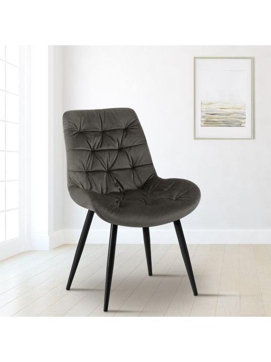 Zamatová jedálenská stolička Rossford, antracitová