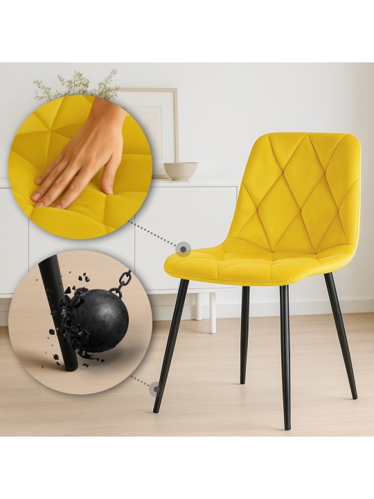 Zamatová jedálenská stolička Clairton, žltá