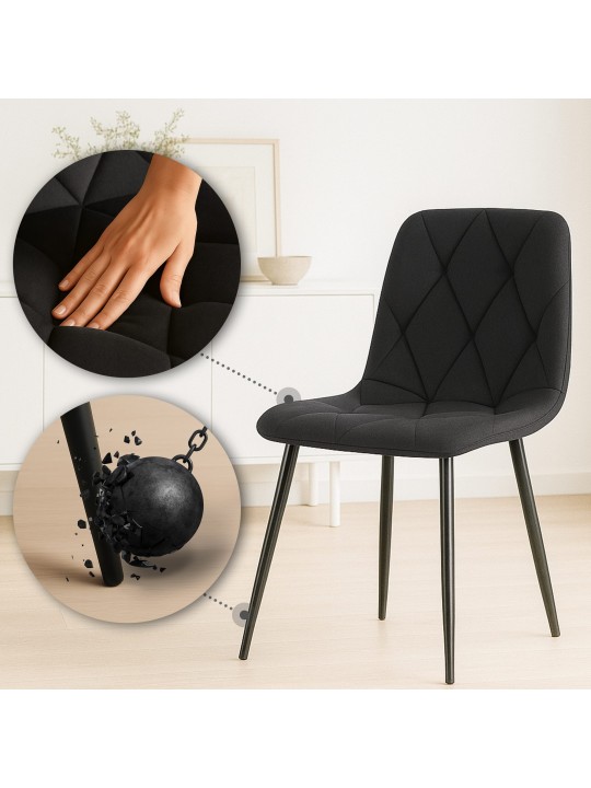 Jedálenská stolička Clairton látka, čierna