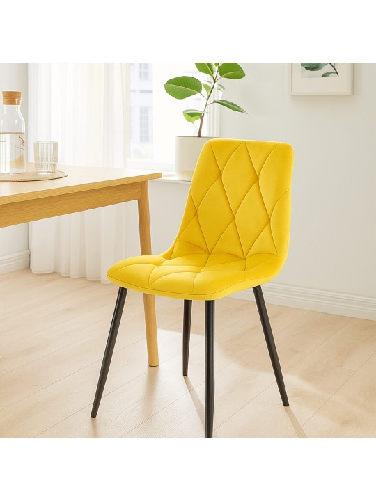 Sada 2 jedálenských stoličiek Clairton velvet, žltá