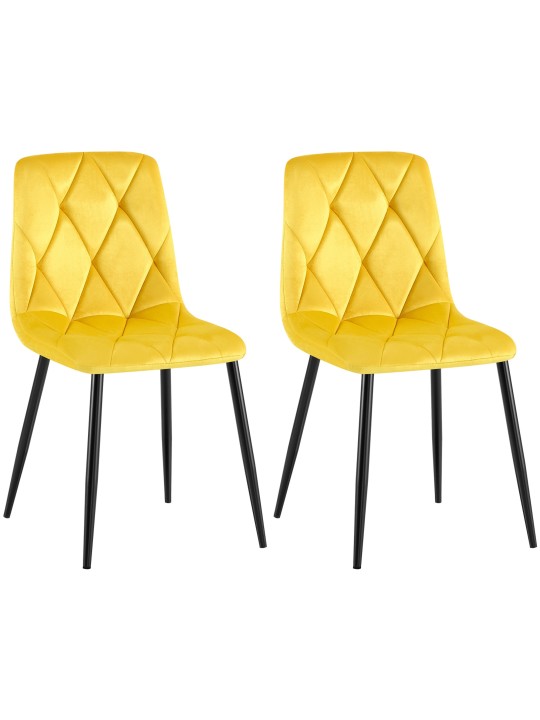 Sada 2 jedálenských stoličiek Clairton velvet, žltá
