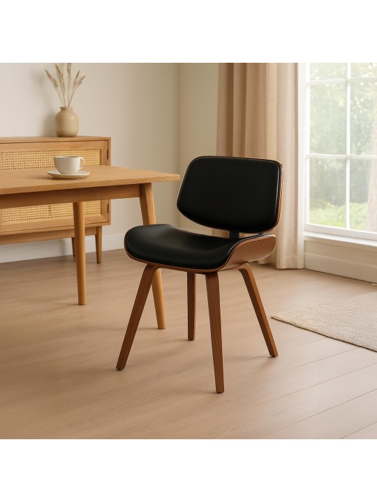 Kreslo pre návštevy Beverley z umelej kože, orech/čierna