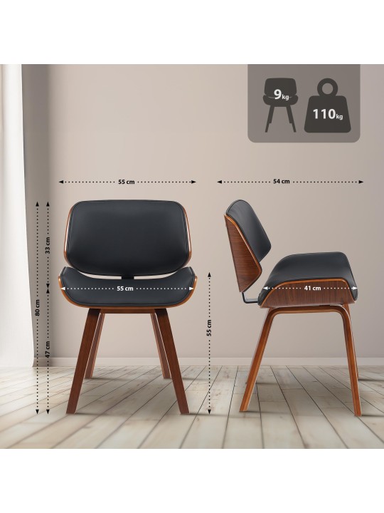 Kreslo pre návštevy Beverley z umelej kože, orech/čierna