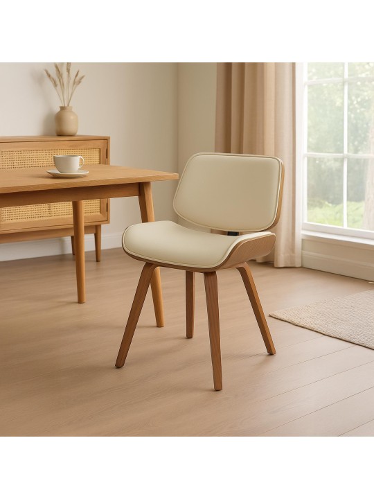 Kreslo pre návštevy Beverley z umelej kože, orech/krémová