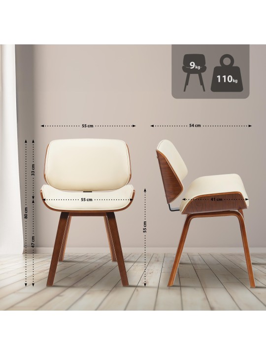 Kreslo pre návštevy Beverley z umelej kože, orech/krémová