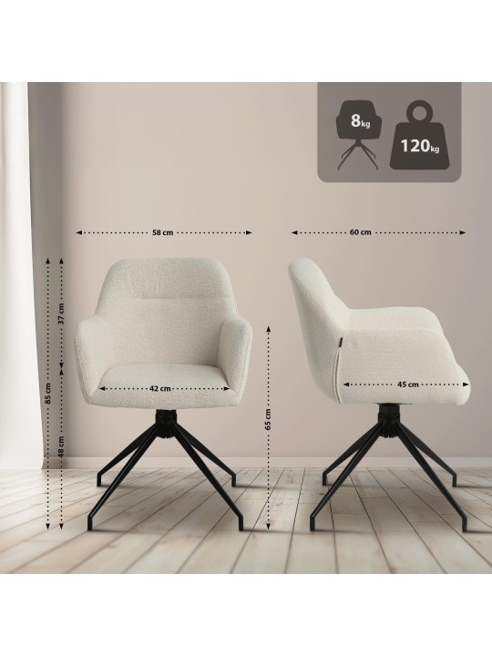 Jedálenská stolička Merlinda látka Teddy, krémová