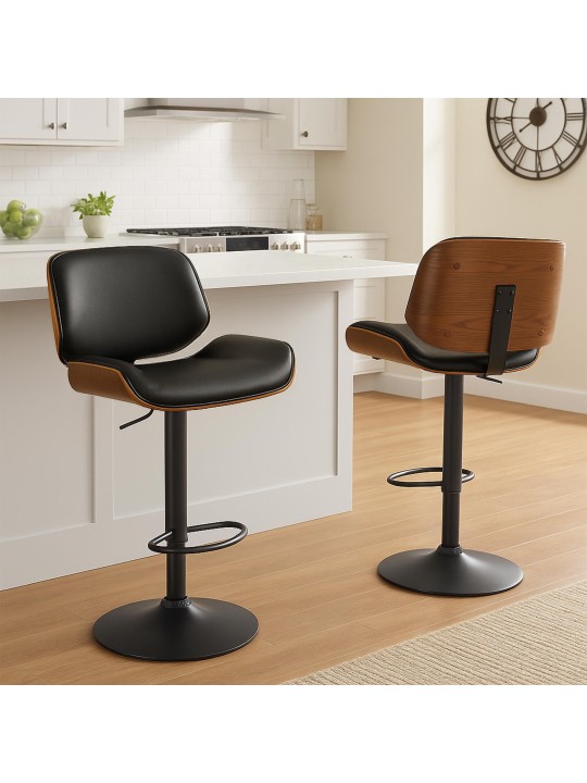 Barová stolička Beverley B umelá koža, orech/čierna