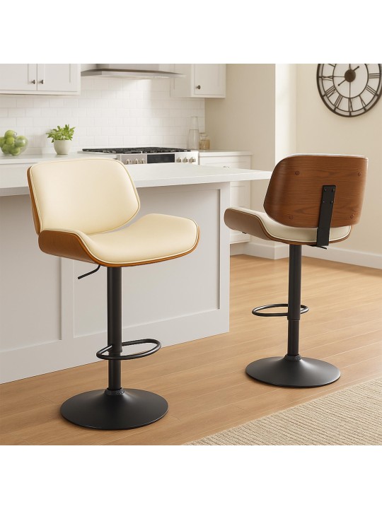 Barová stolička Beverley B umelá koža, orech/krémová