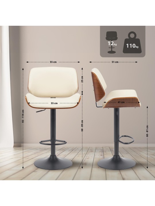 Barová stolička Beverley B umelá koža, orech/krémová