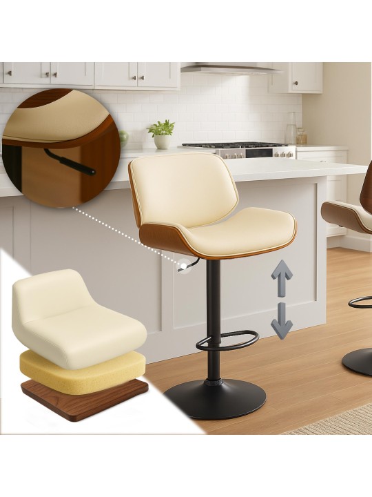 Barová stolička Beverley B umelá koža, orech/krémová