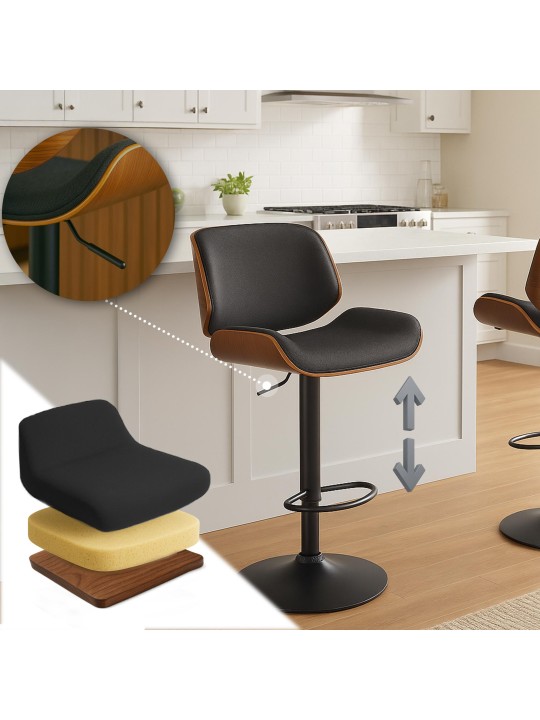 Barová stolička Beverley B látka, orech/čierna