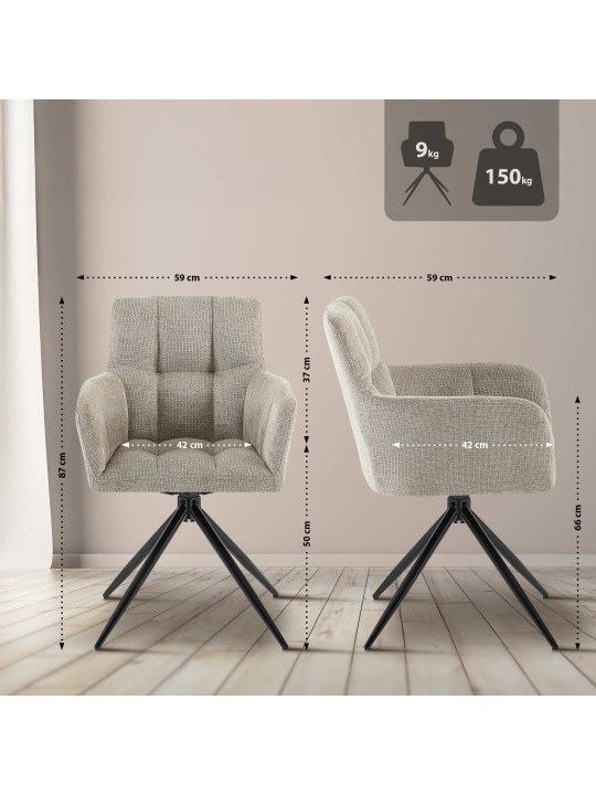 Jedálenská stolička Jonah látka, šedohnedá