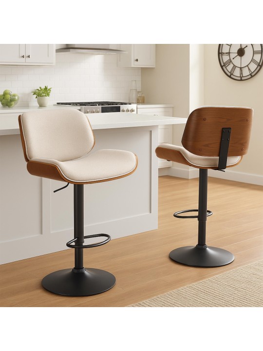 Barová stolička Beverley B látka, orech/krémová