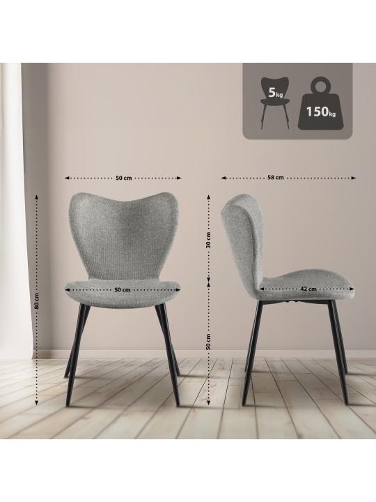 Jedálenská stolička Maika látka, sivá