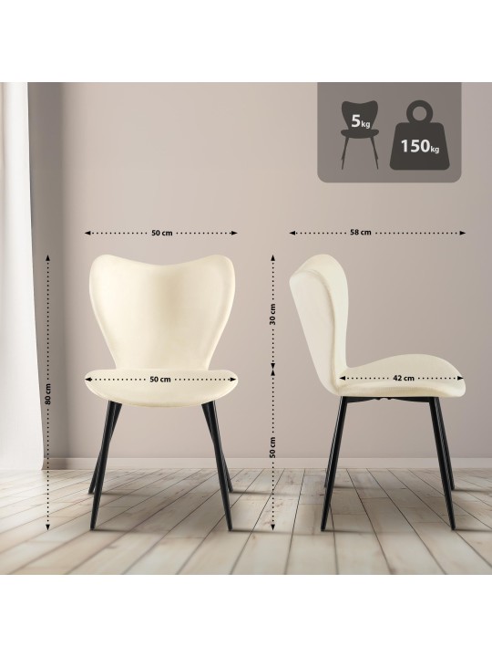 Jedálenská stolička Maika velvet, krémová