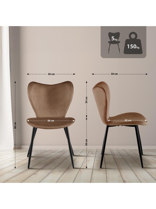 Jedálenská stolička Maika velvet, hnedá