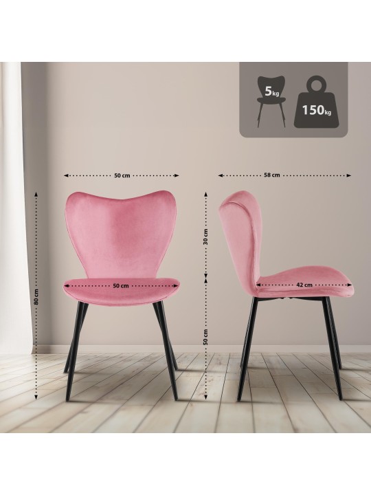 Jedálenská stolička Maika velvet, ružová