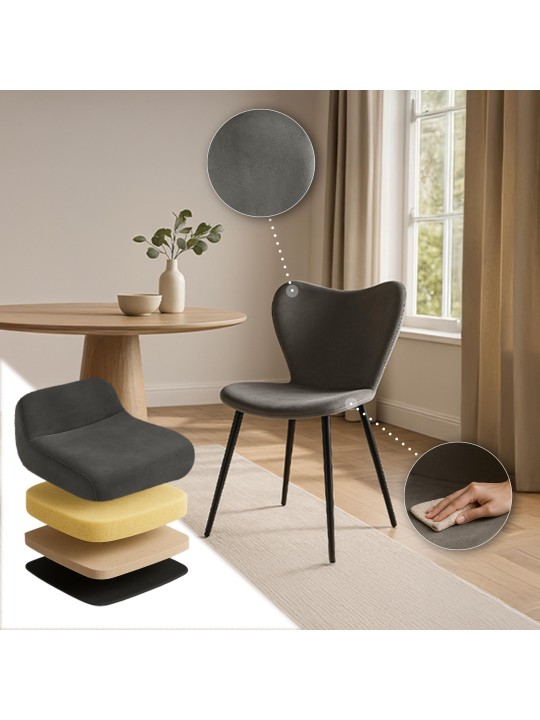 Jedálenská stolička Maika velvet, antracitová